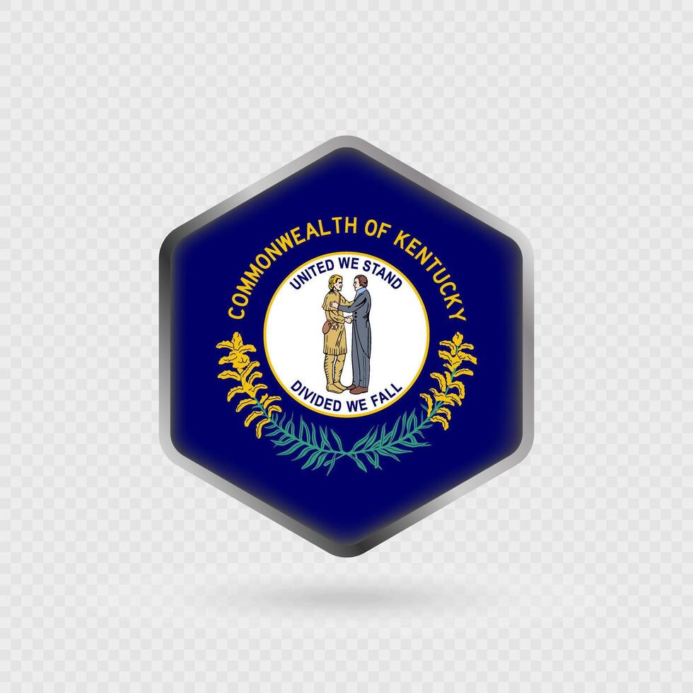 Kentucky State Flag Icon in Hexagon Shape. vector