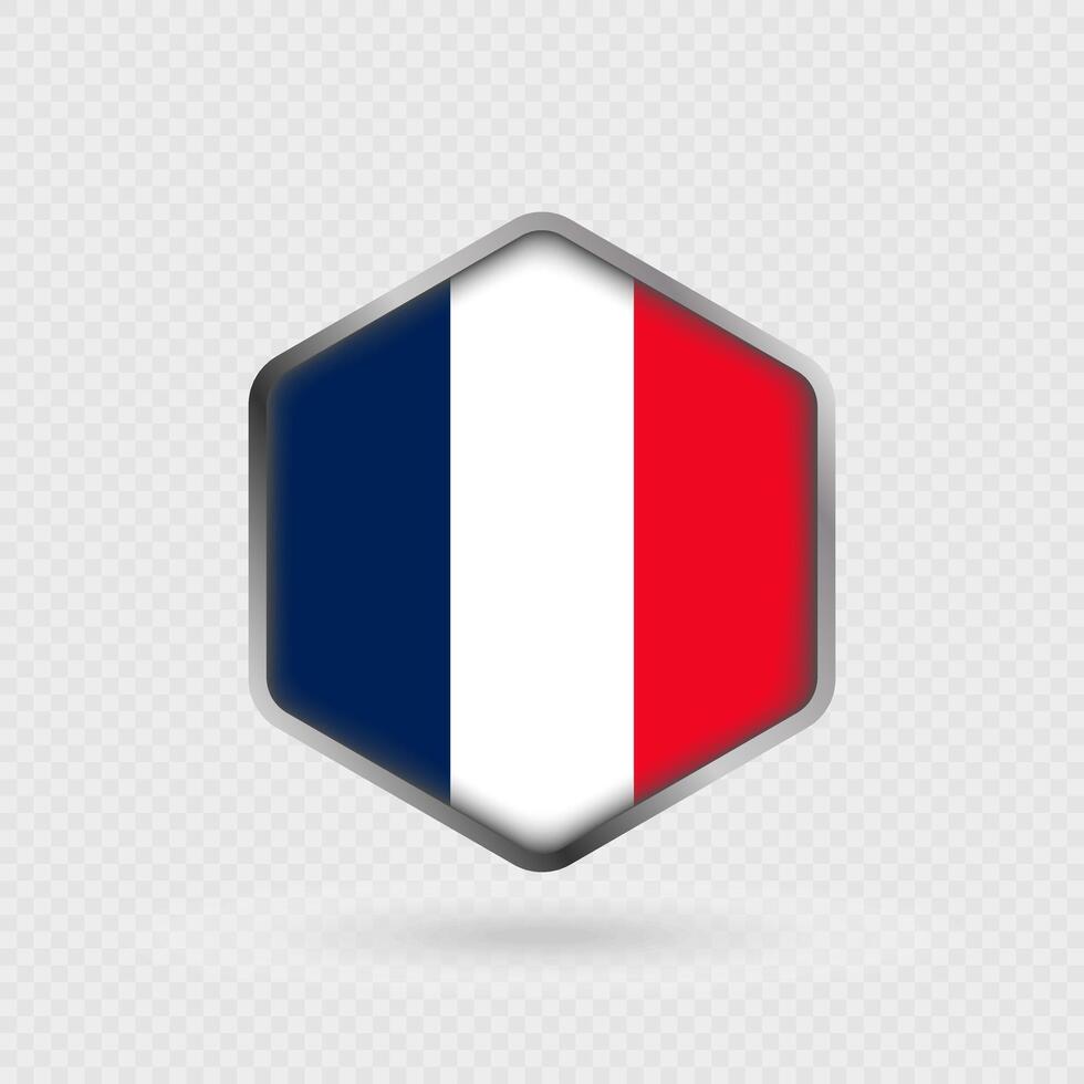 France Flag Icon in Hexagon Shape. vector