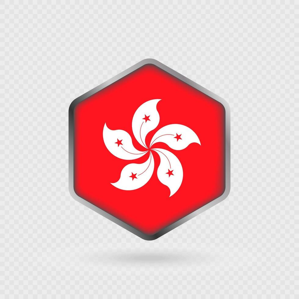 Hong Kong Flag Icon in Hexagon Shape. vector