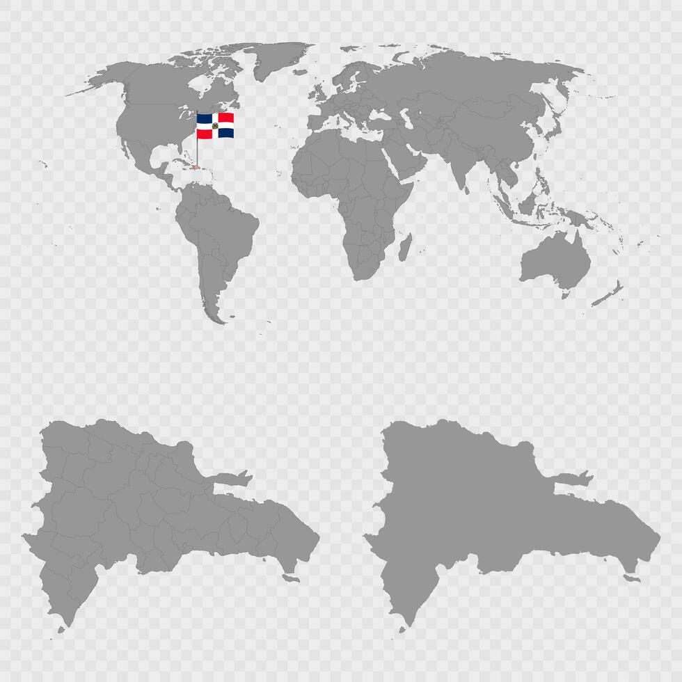 Dominican Republic Map Set with World Location. vector