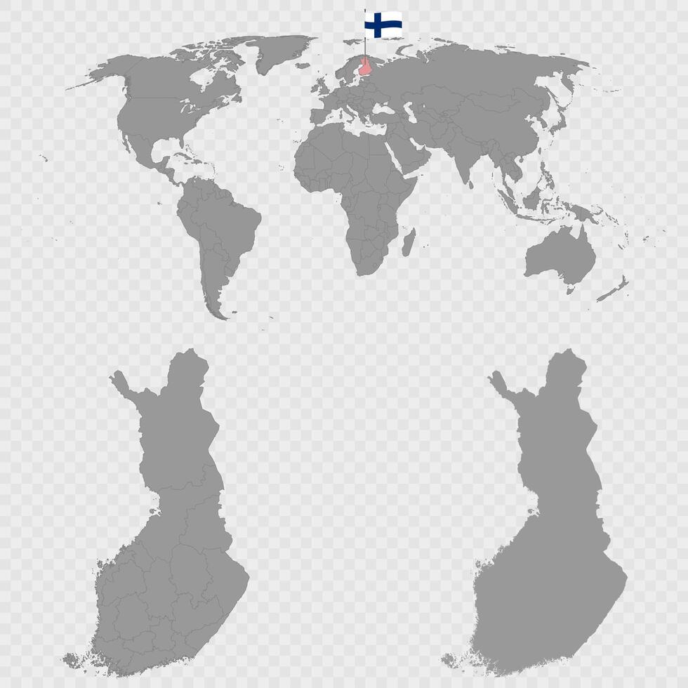 Finland Map Set with World Location. vector