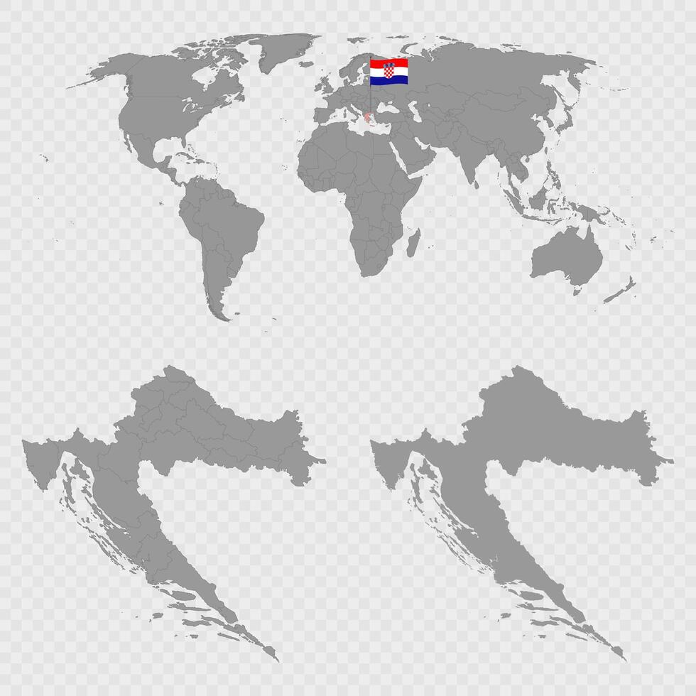 Croatia Map Set with World Location. vector