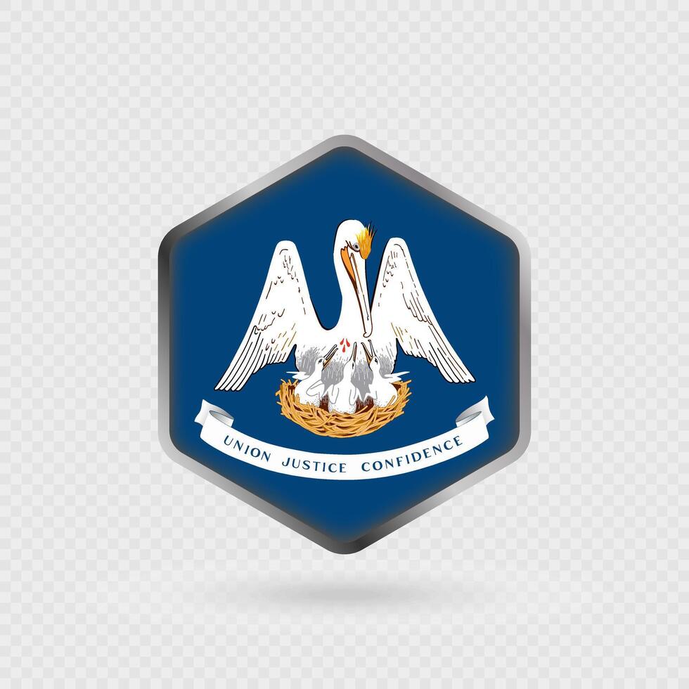 Louisiana State Flag Icon in Hexagon Shape. vector