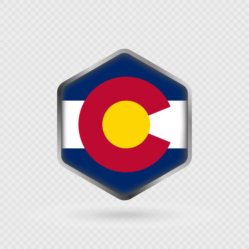 Colorado State Flag Icon in Hexagon Shape. vector