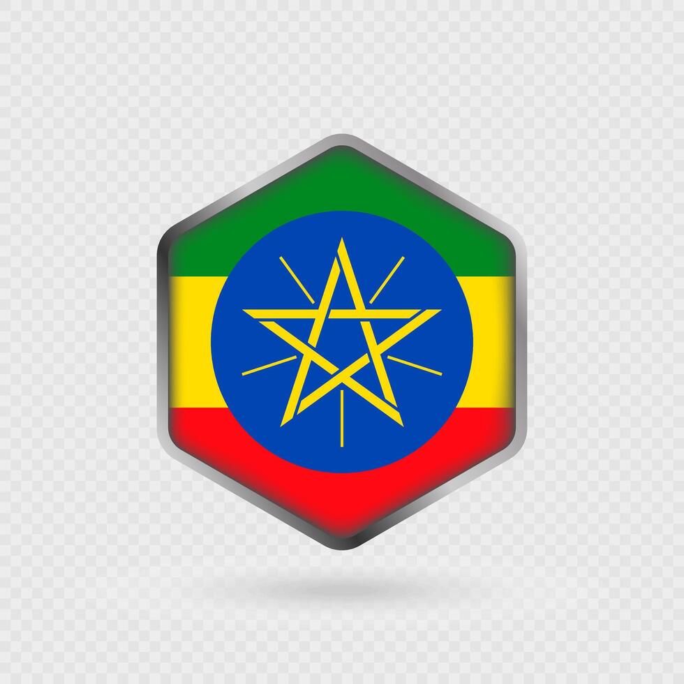 Ethiopia flag icon in hexagon shape. vector
