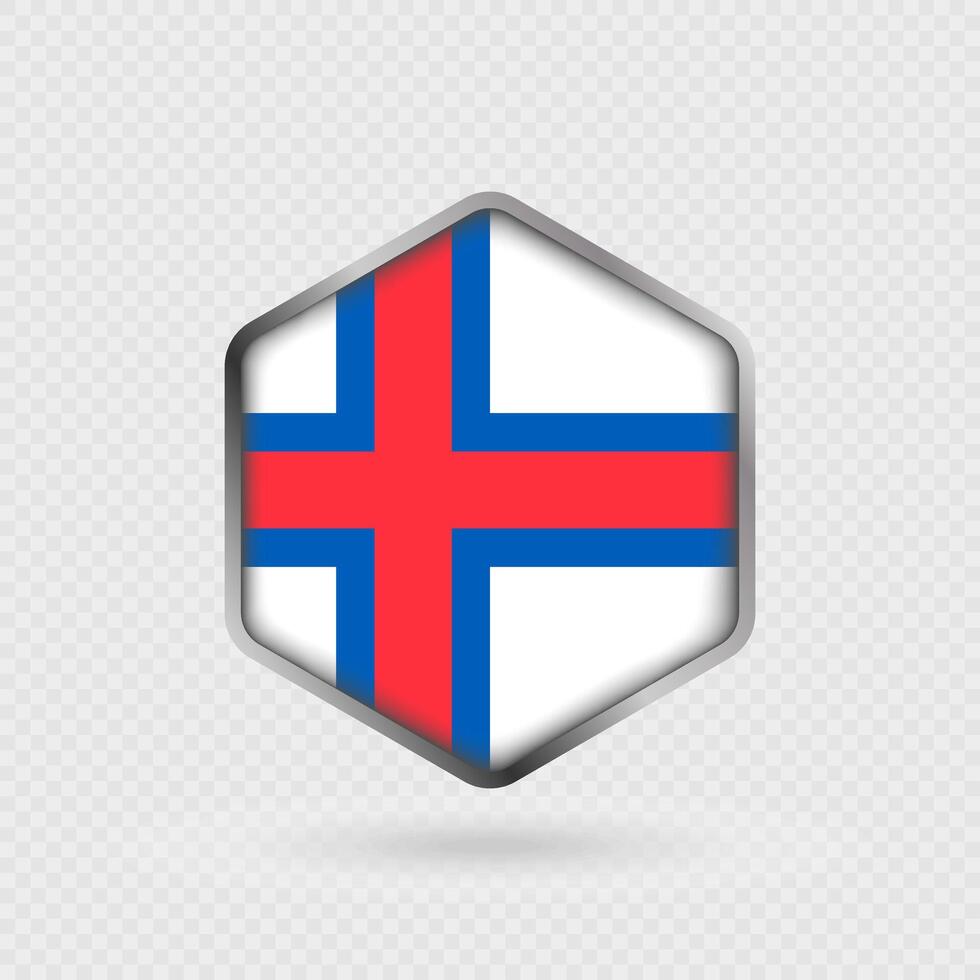 Faroe Islands flag icon in hexagon shape. vector
