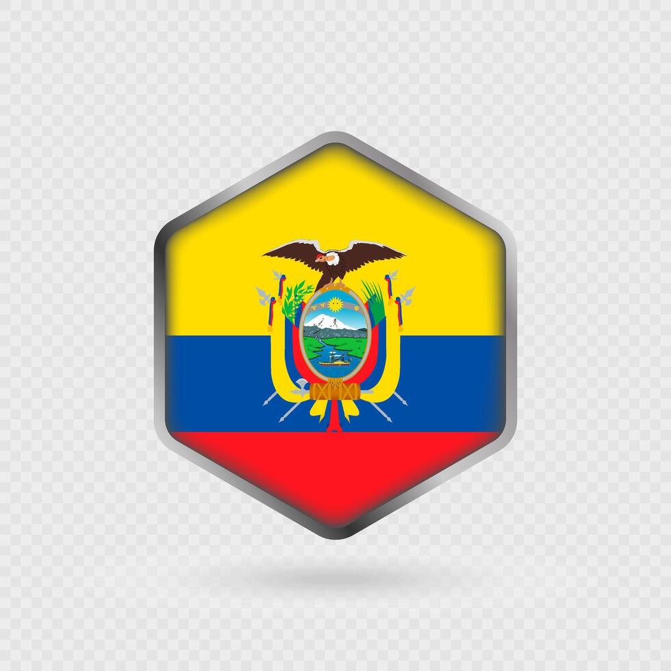Ecuador flag icon in hexagon shape. vector
