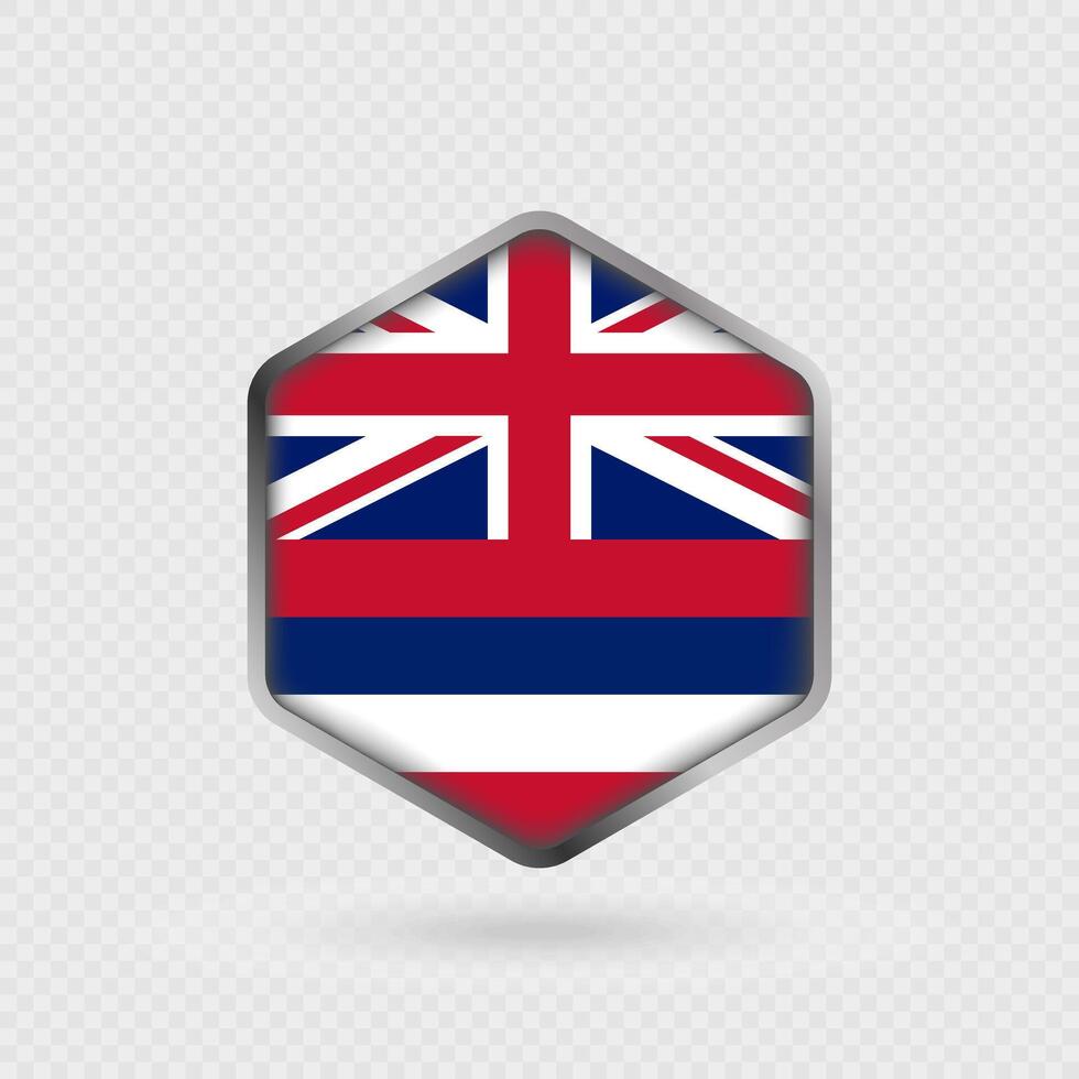 Hawaii State Flag Icon in Hexagon Shape. vector