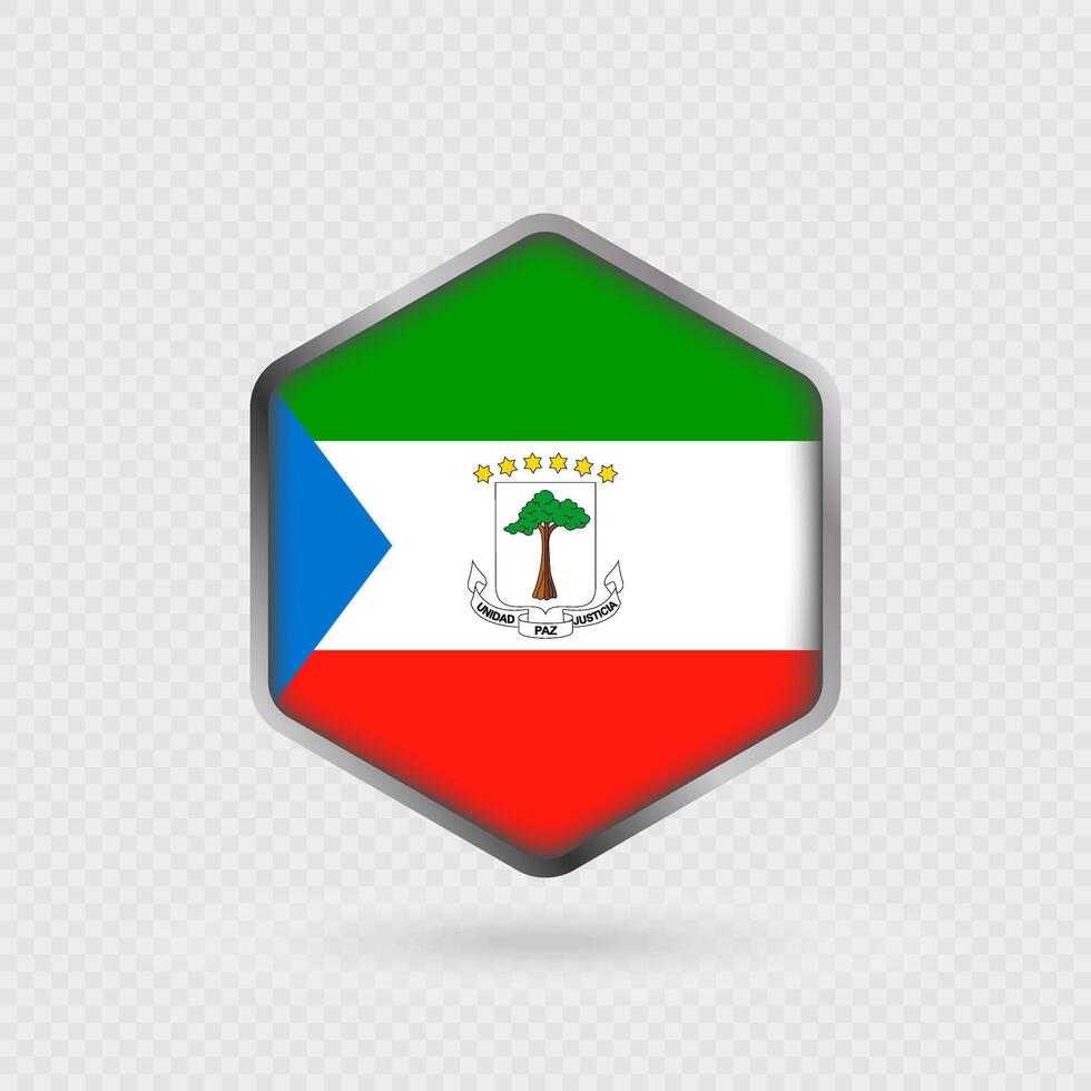 Equatorial Guinea flag icon in hexagon shape. vector