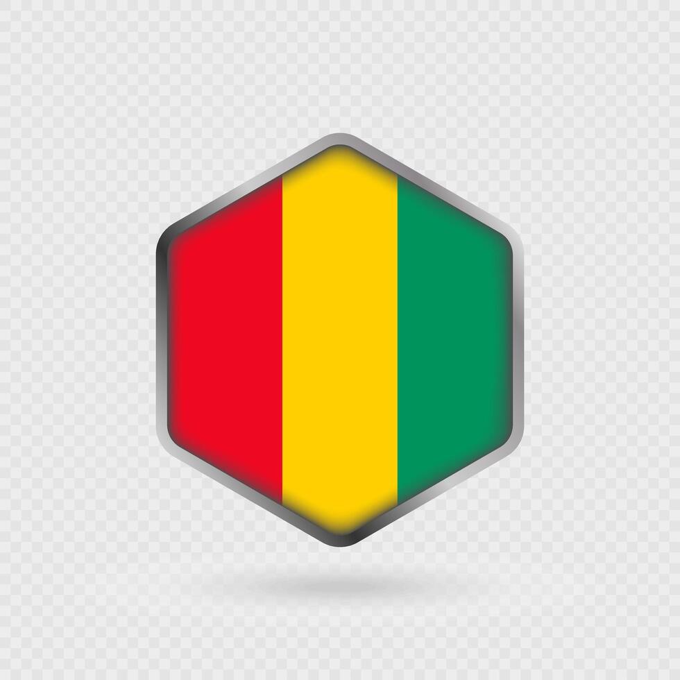 Guinea Flag Icon in Hexagon Shape. vector