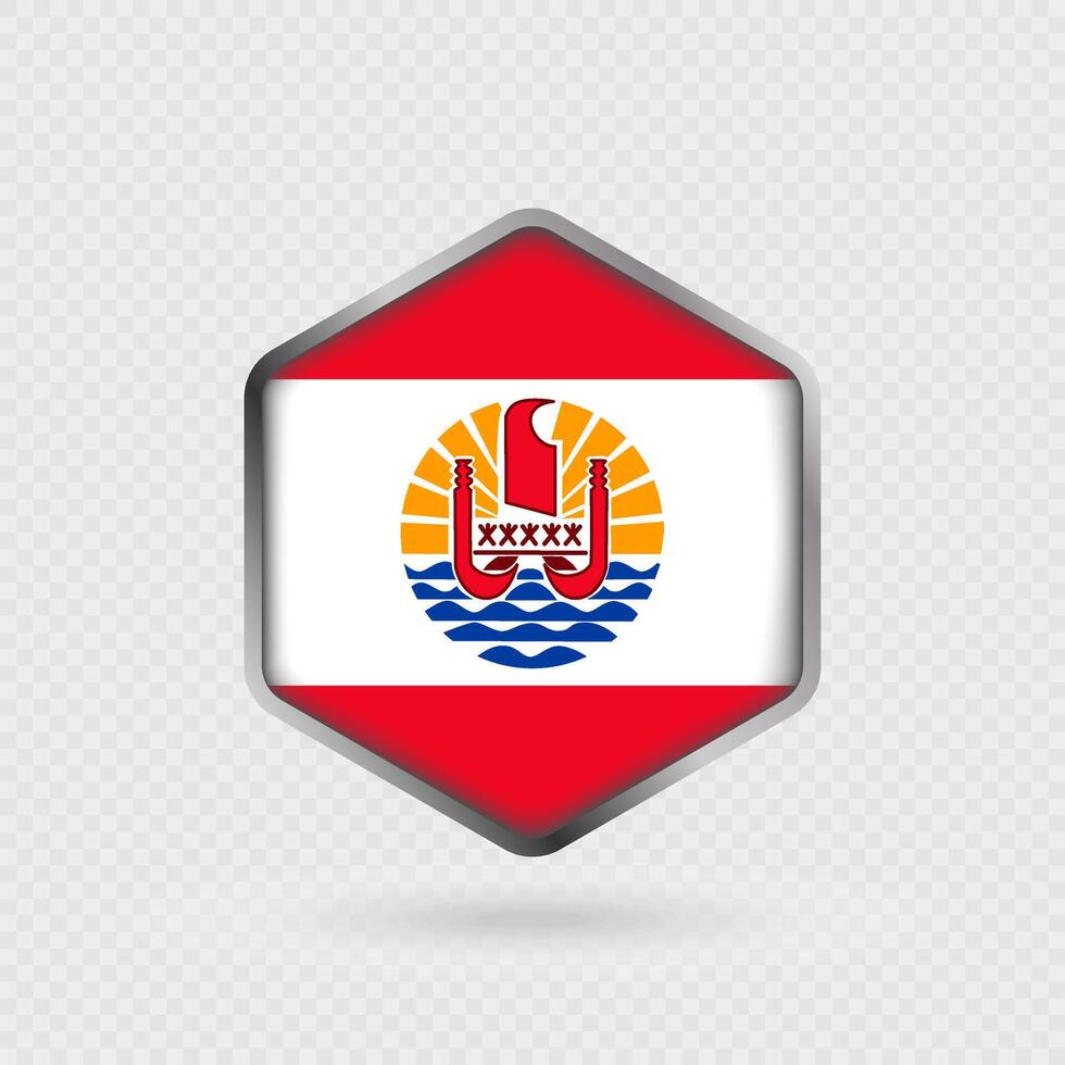 French Polynesia Flag Icon in Hexagon Shape. vector