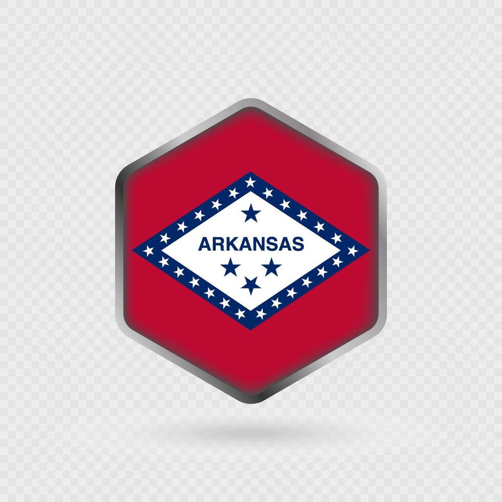 Arkansas State Flag Icon in Hexagon Shape. vector