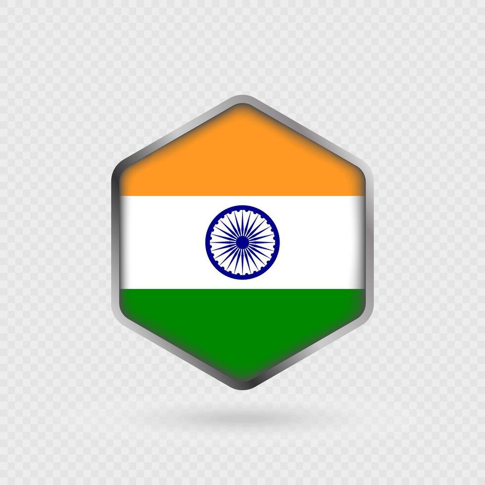 India Flag Icon in Hexagon Shape. vector