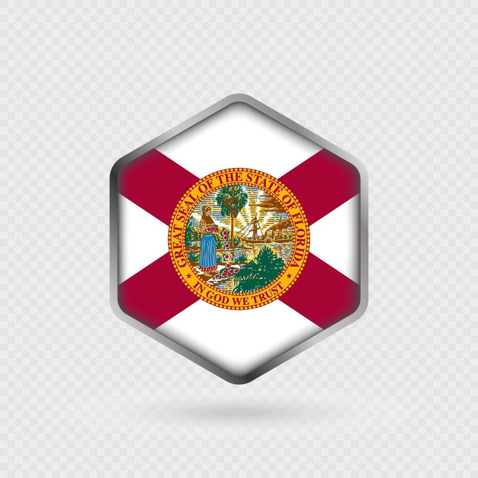 Florida State Flag Icon in Hexagon Shape. vector