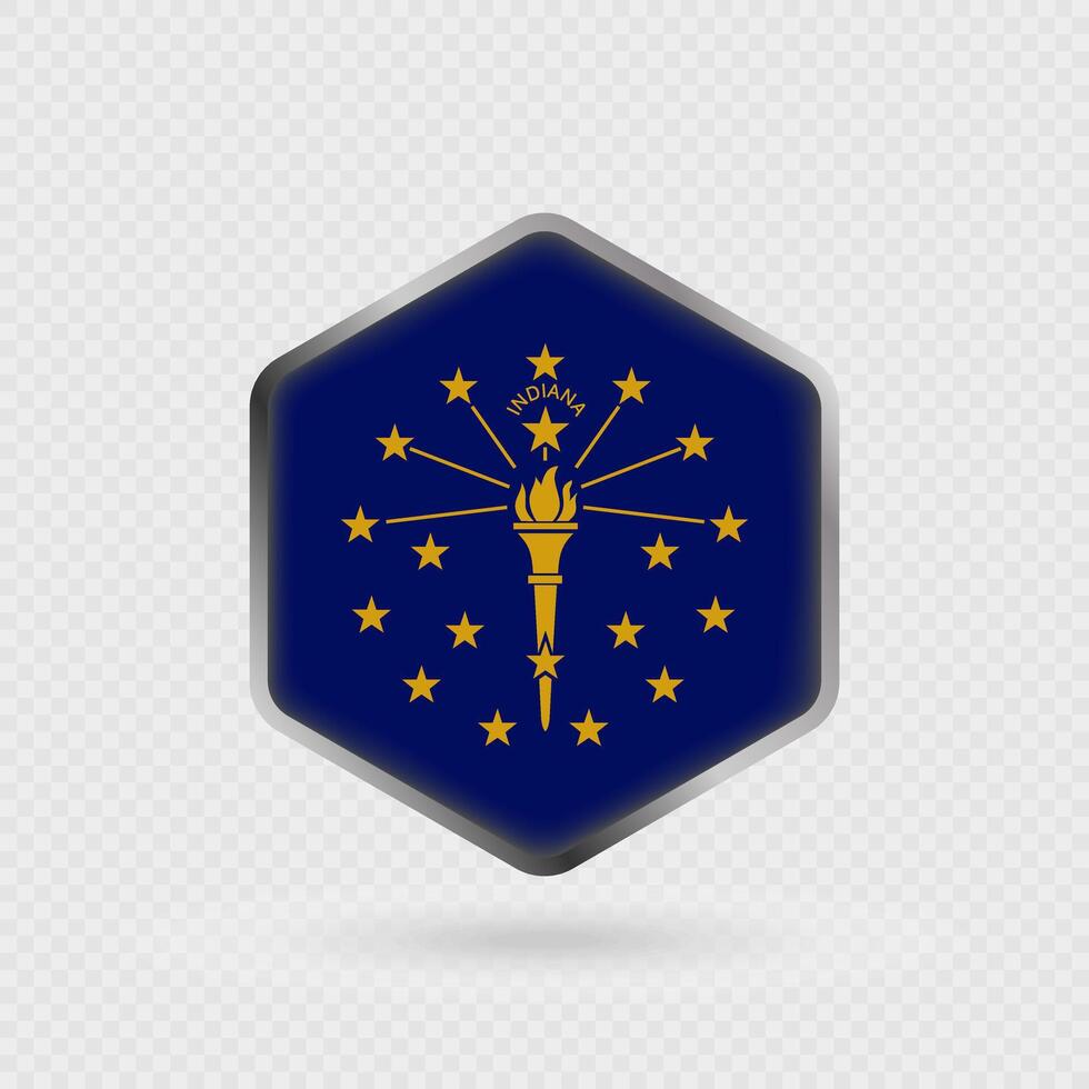 Indiana State Flag Icon in Hexagon Shape. vector