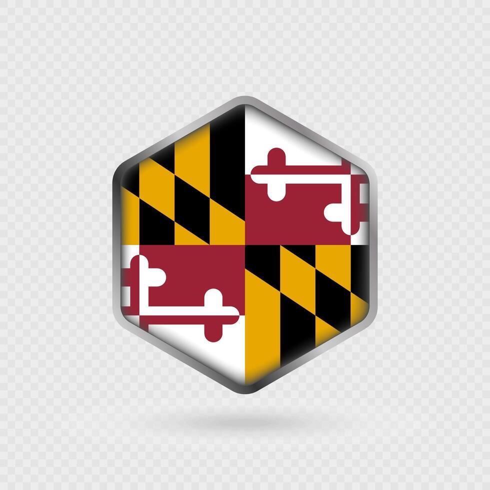 Maryland State Flag Icon in Hexagon Shape. vector