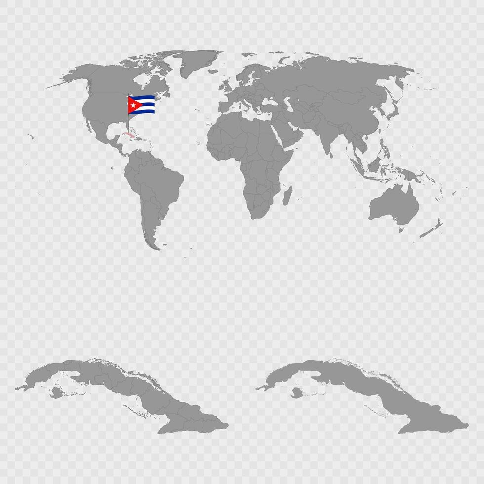 Cuba Map Set with World Location. vector