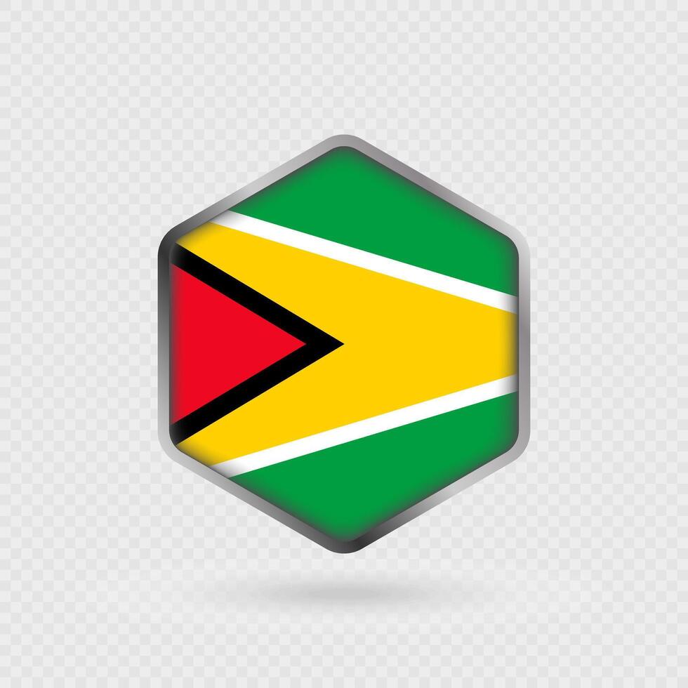 Guyana Flag Icon in Hexagon Shape. vector