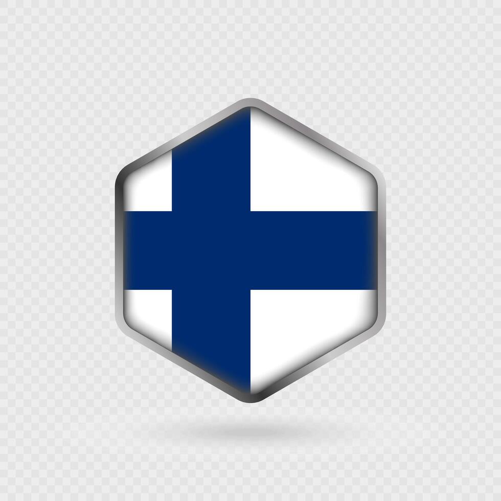 Finland Flag Icon in Hexagon Shape. vector