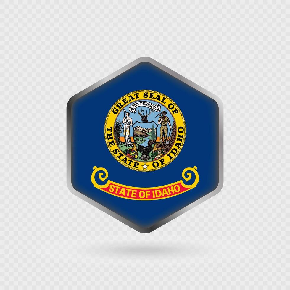 Idaho State Flag Icon in Hexagon Shape. vector