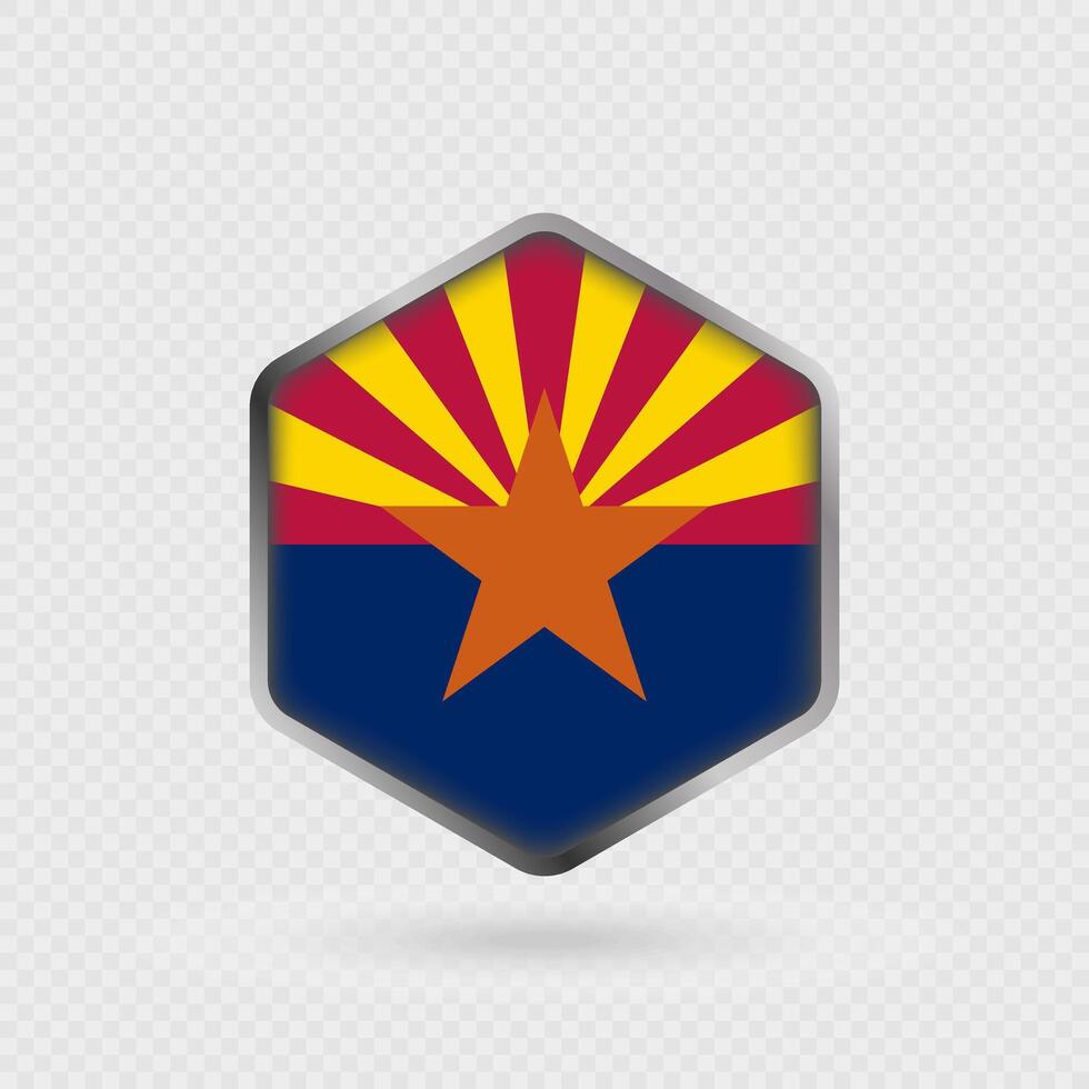 Arizona State Flag Icon in Hexagon Shape. vector