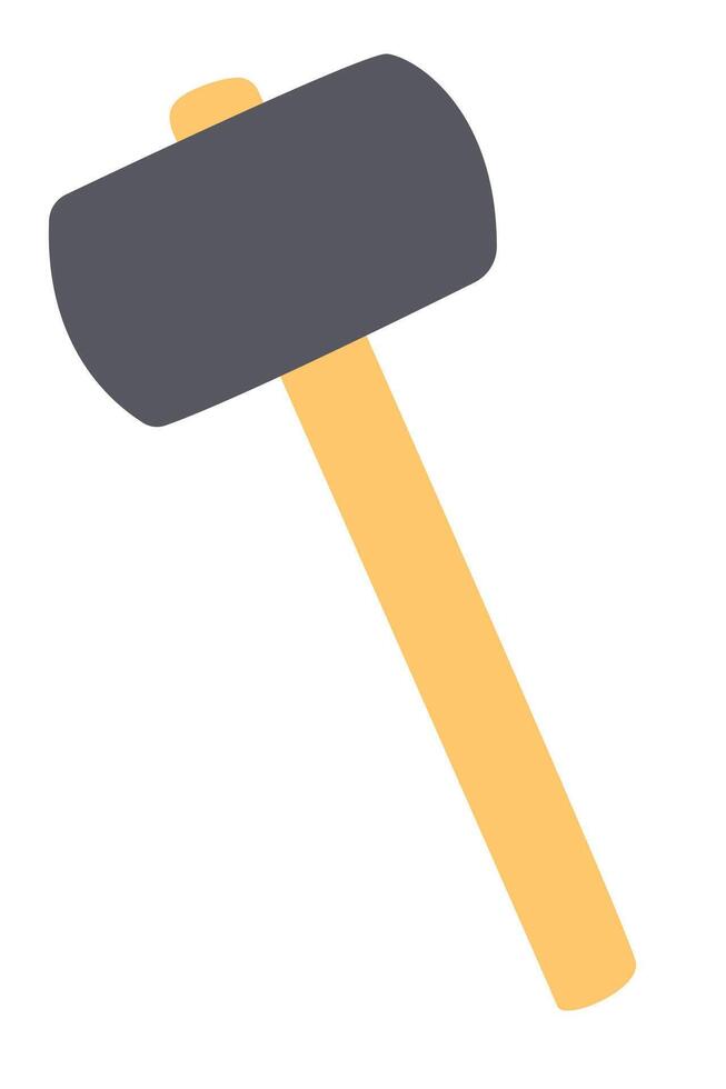 Rubber mallet tool, hand drawn flat illustration vector