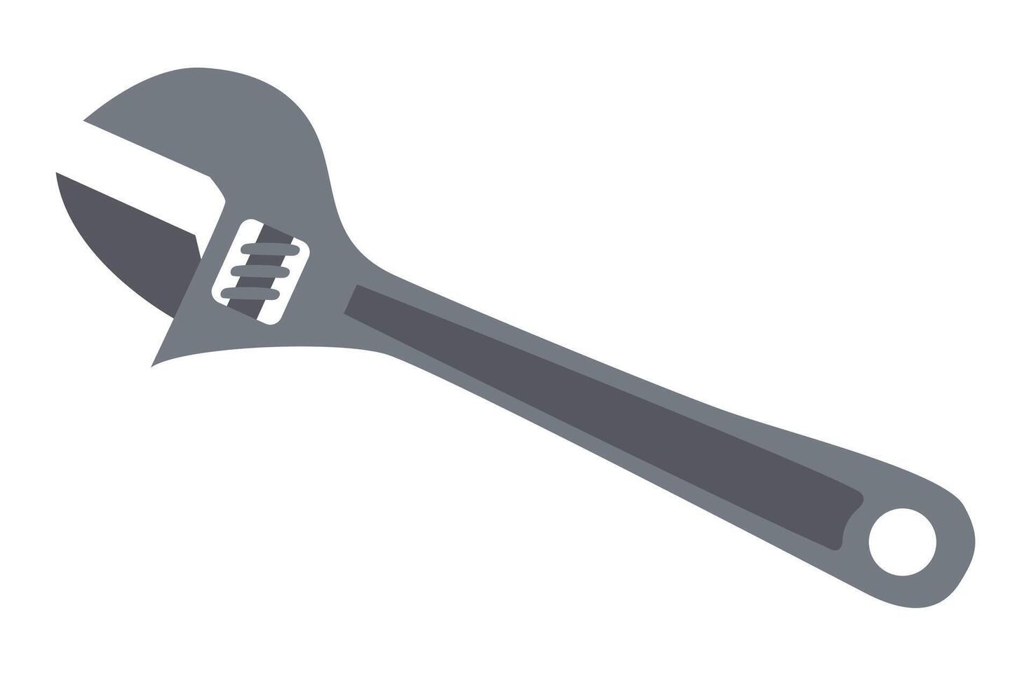 Adjustable wrench for construction, plumbing, and repair. Flat isolated illustration vector