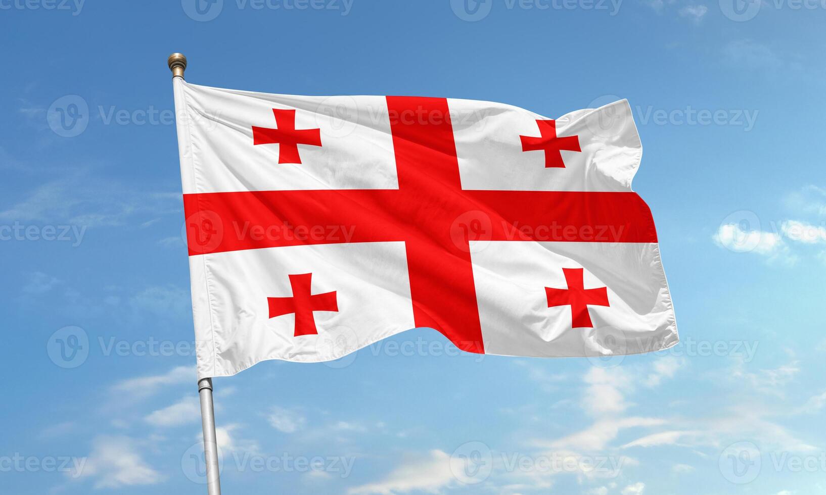 Georgia national flag with five red crosses photo