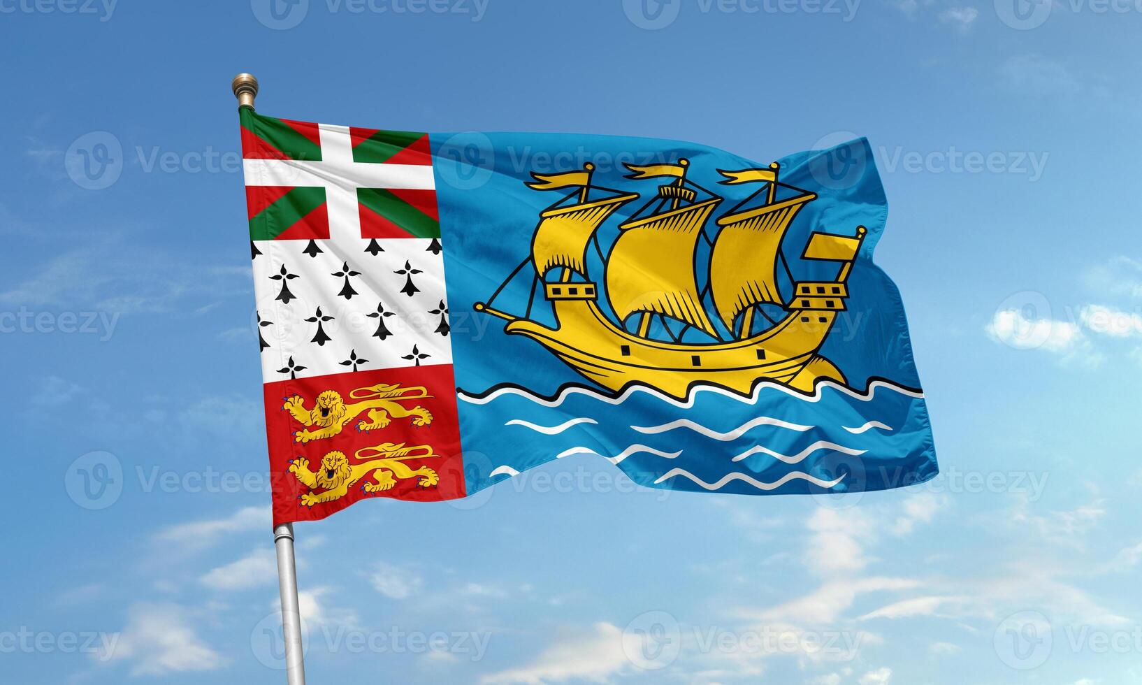 Saint Pierre and Miquelon regional flag waving photo