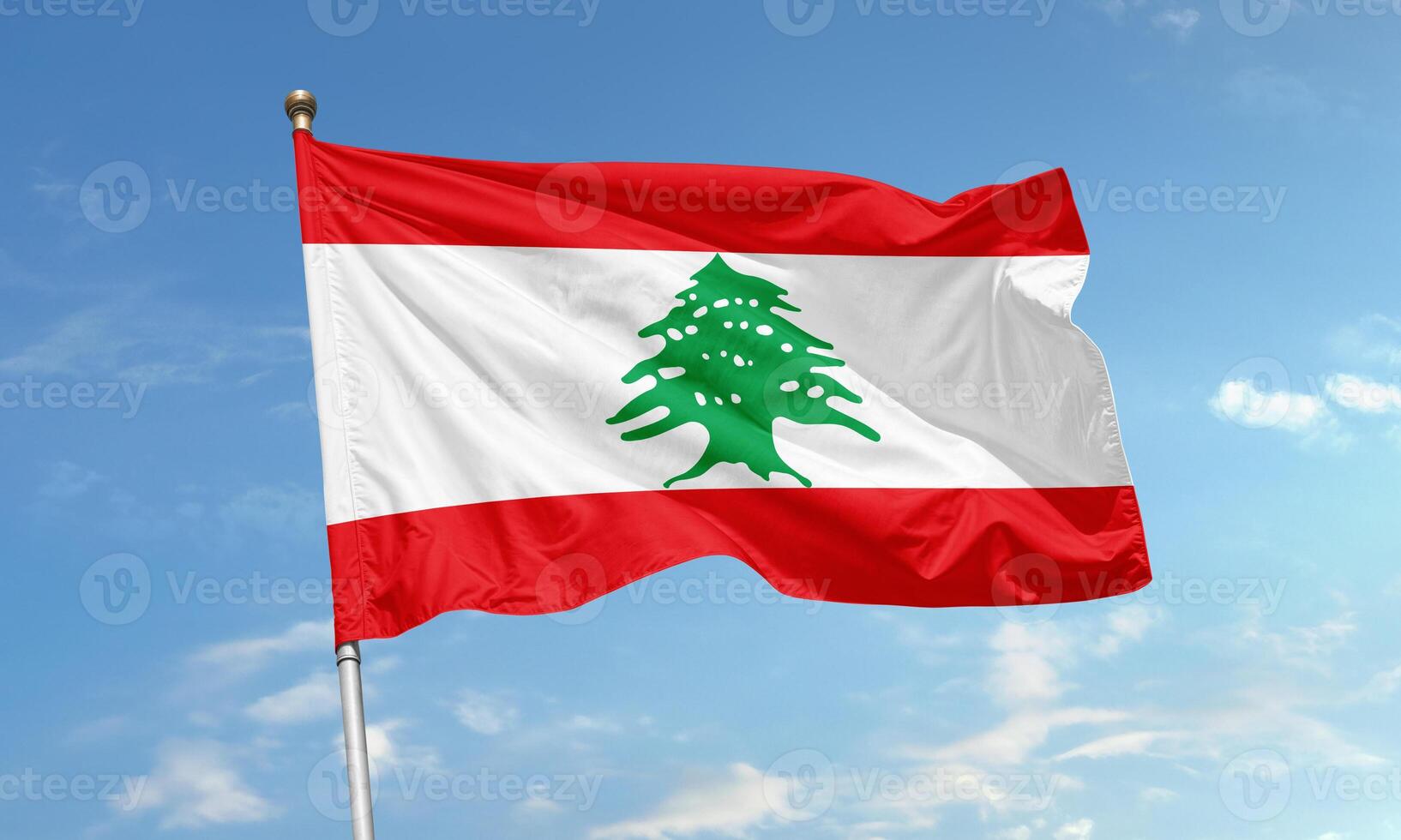 Lebanon national flag with cedar tree symbol photo