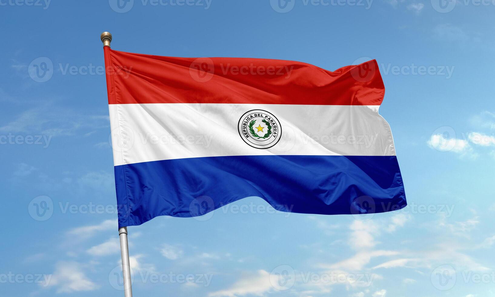 Paraguay national flag flying in the sky photo