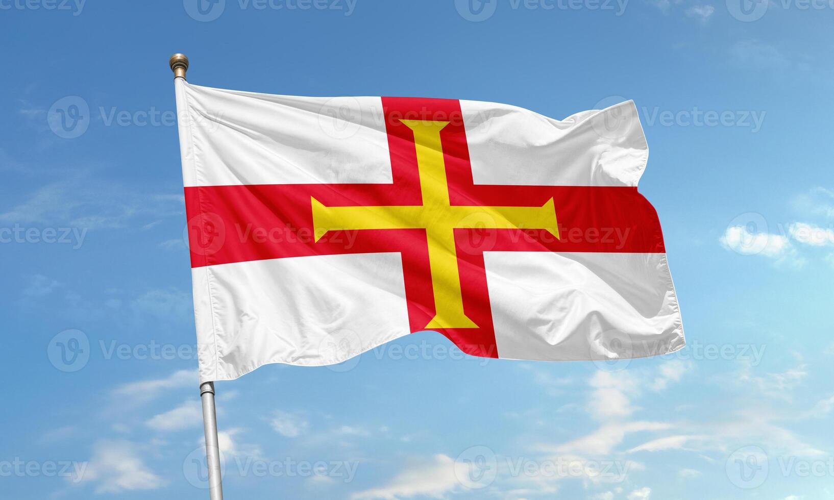 Guernsey flag with red and gold cross photo
