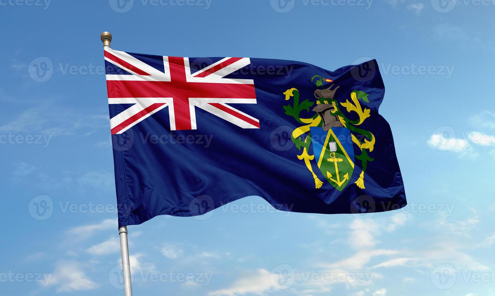 Tristan da Cunha flag waving on flagpole photo