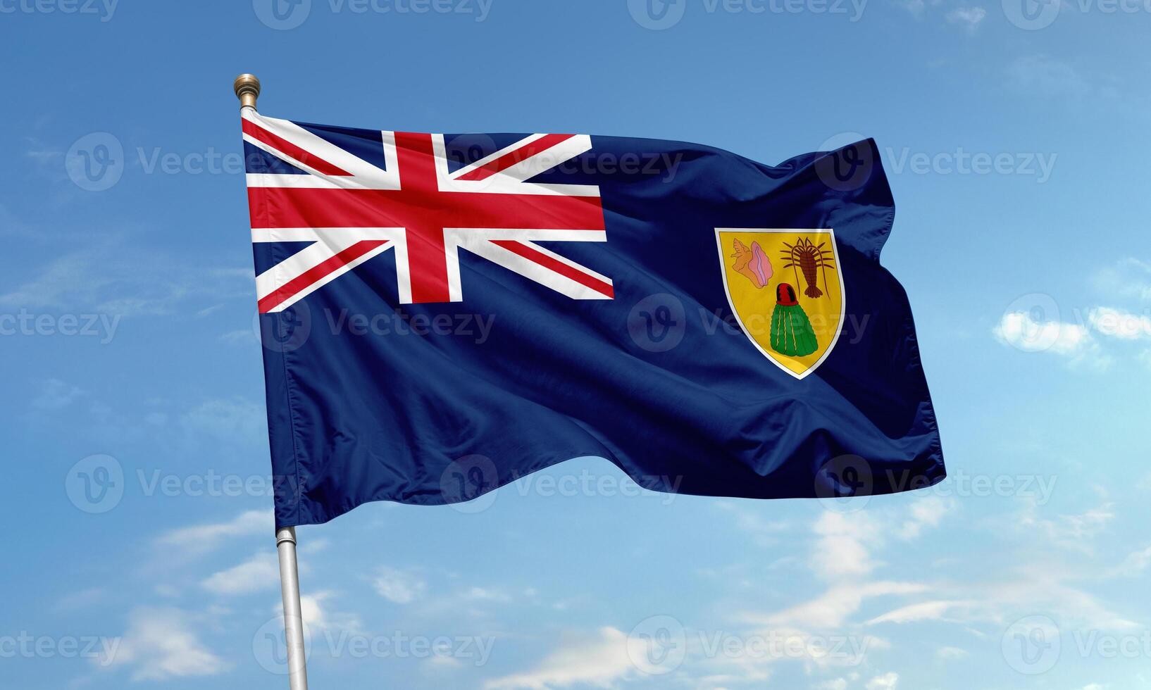 Turks and Caicos Islands flag in the sky photo