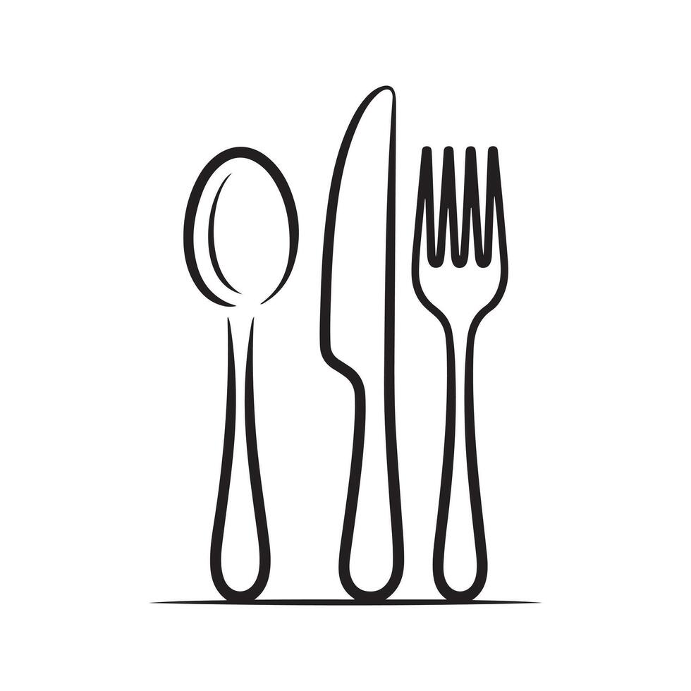 Minimalist Cutlery Icons, Spoon, Knife, and Fork Silhouette Set vector