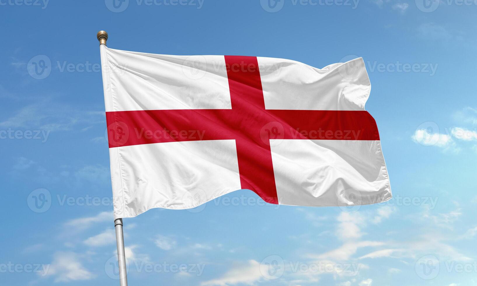 England flag with red Saint George's cross waving in sky photo