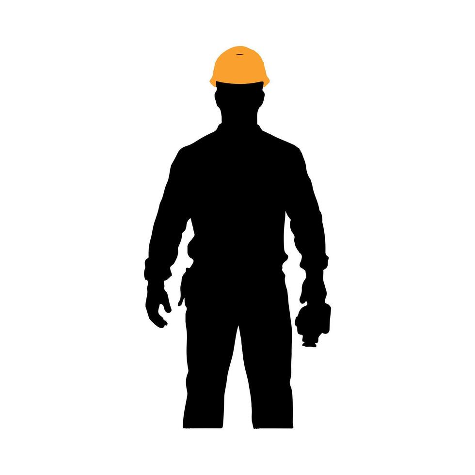 Engineer Holding Blueprint Silhouette Illustration on White vector
