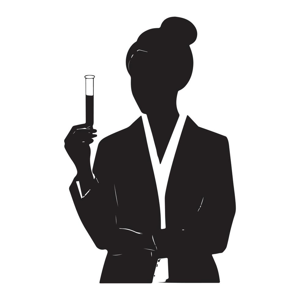 Silhouette of Scientist Working in Lab vector