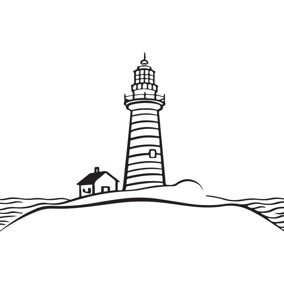 Minimalist One Line Lighthouse Icon Silhouette vector