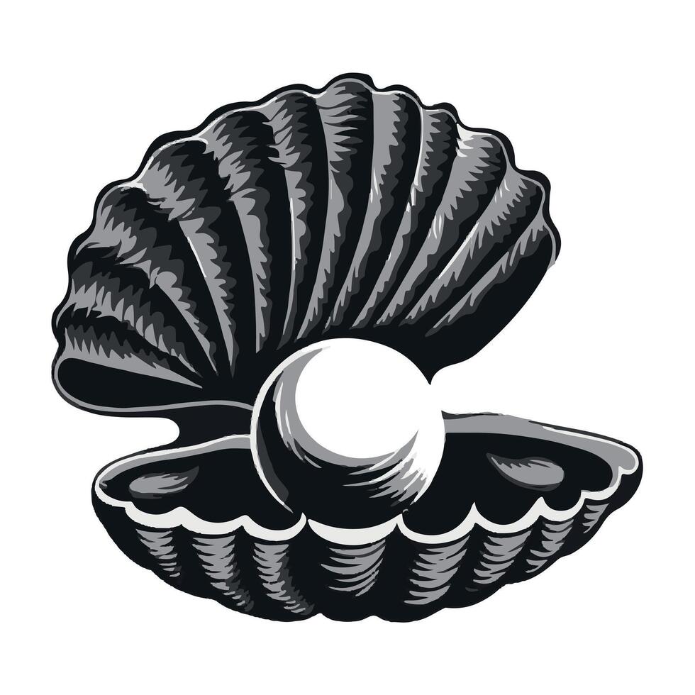 Ocean Pearl and Seashell Silhouette vector
