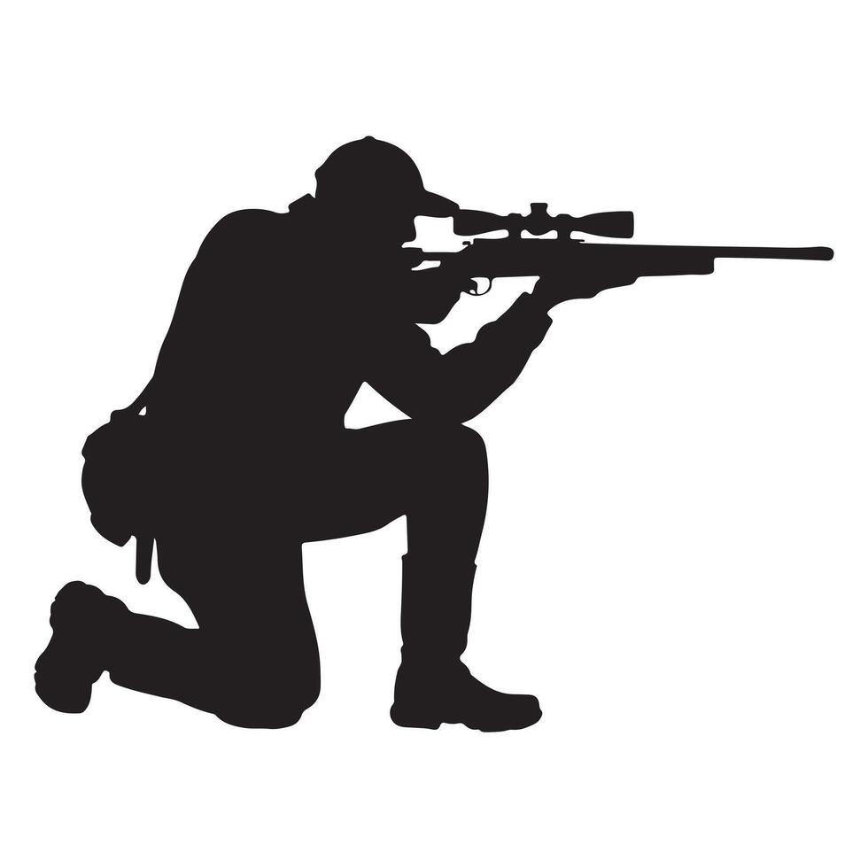 Man Hunting Silhouette Isolated Clipart Illustration vector