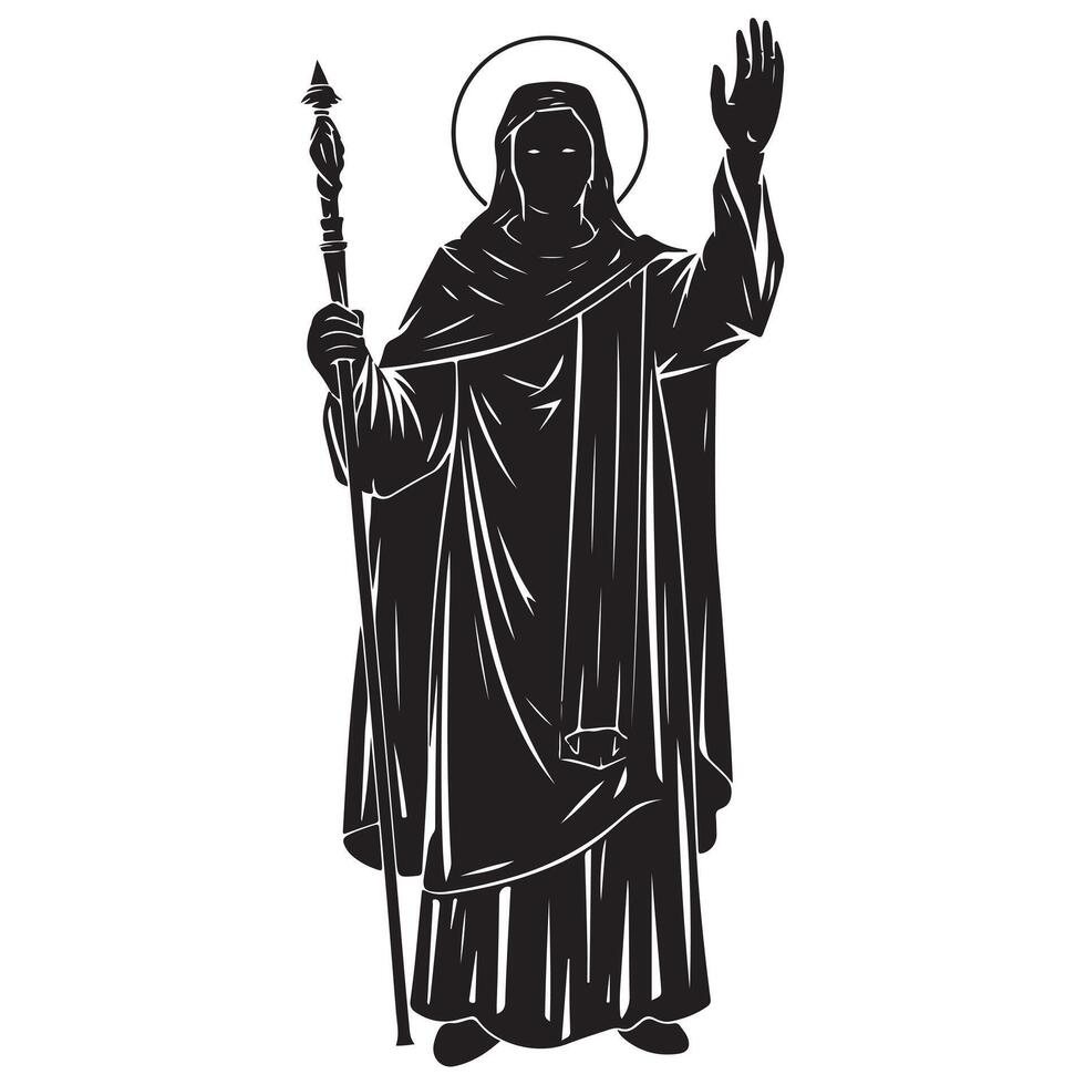 Black Silhouette of a Guardian Judge Holding Scales vector