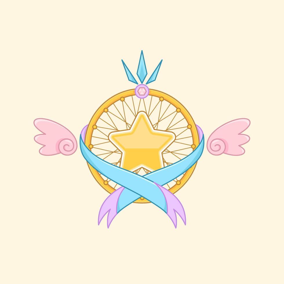 golden magical fairy star badge logo vector