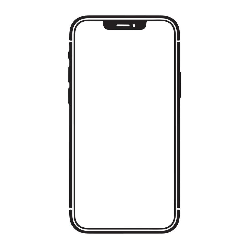 Simple Smartphone Line Art vector