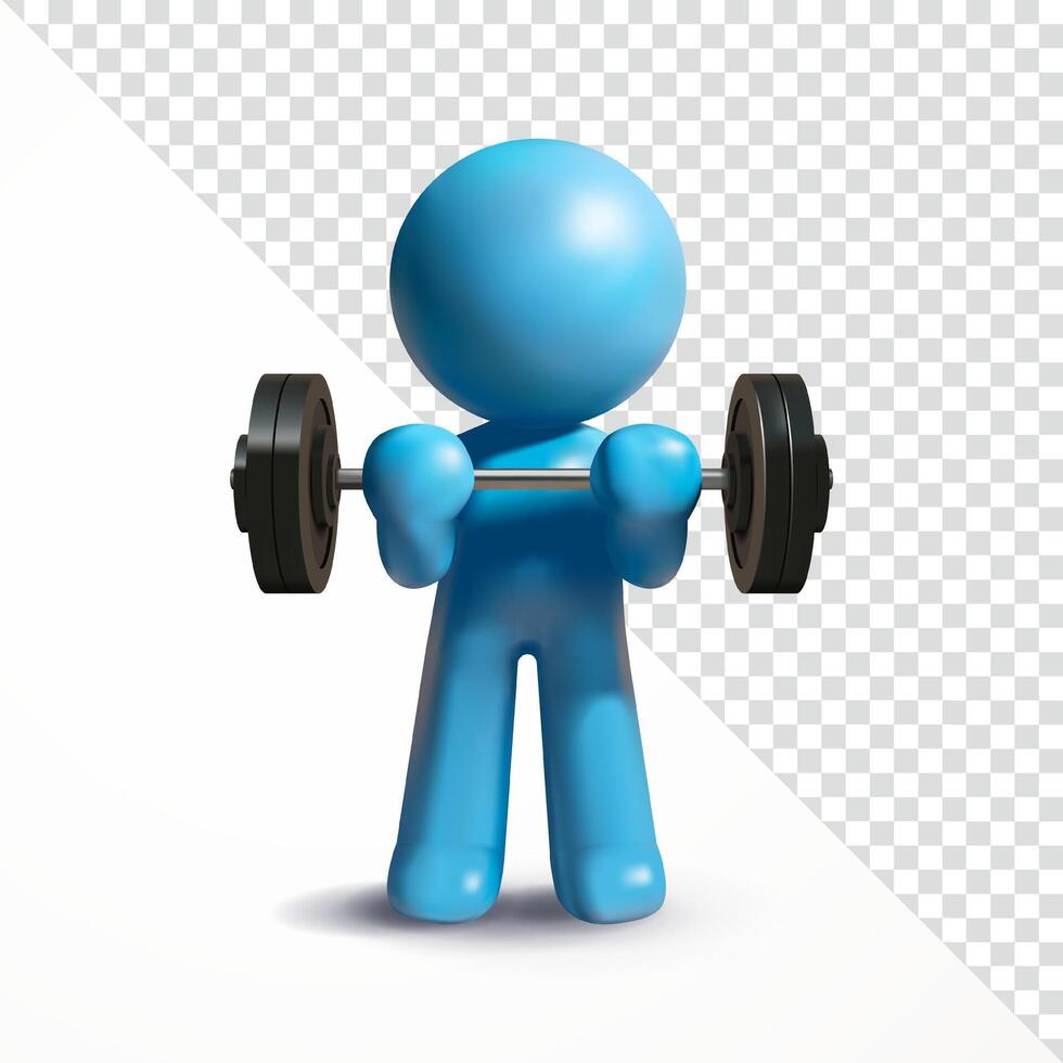 Stick man is exercising weight lifting, 3d. Suitable for sports and health vector