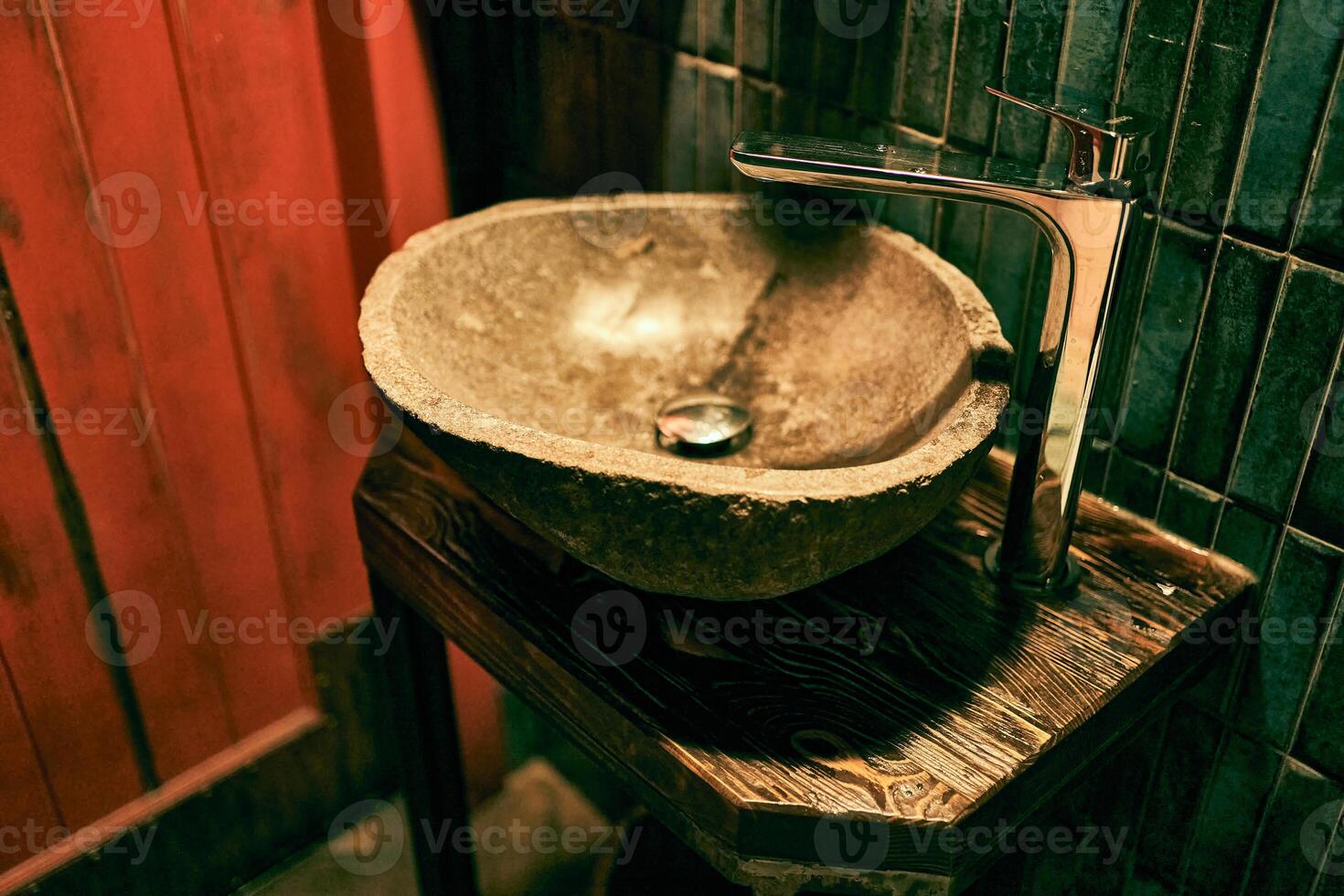 Close-up of a stone sink. Halloween concept with copy space photo