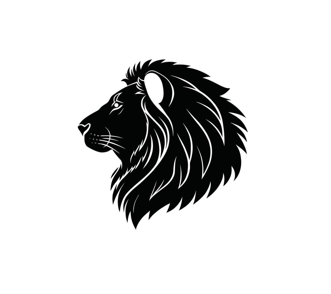 Majestic lion head in black and white vector