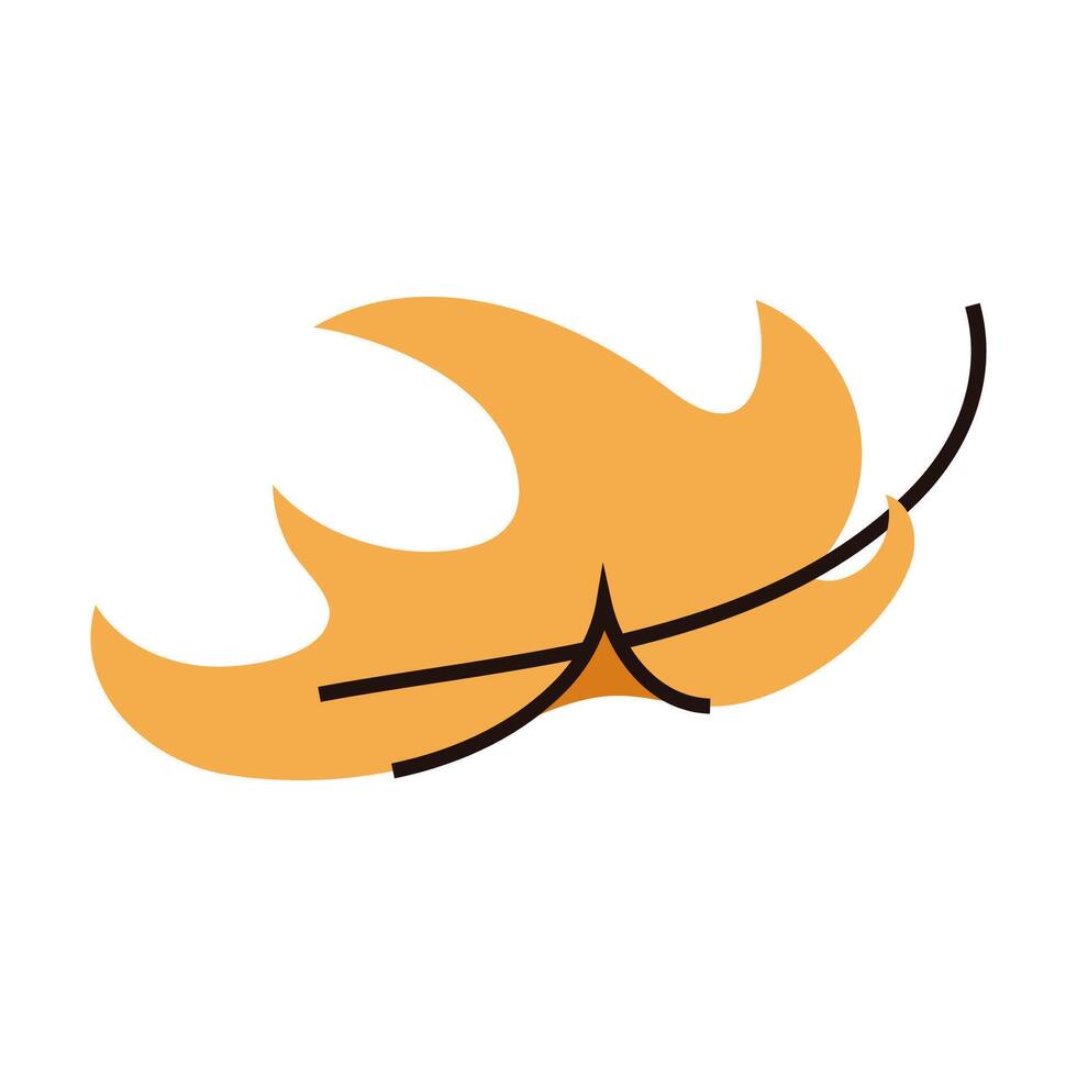 Single yellow autumn falling leaf, simple illustration of natural foliage vector