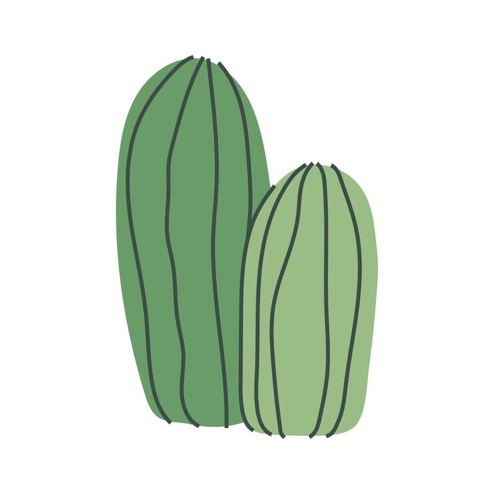 Minimalist cartoon cactus, desert plant illustration vector