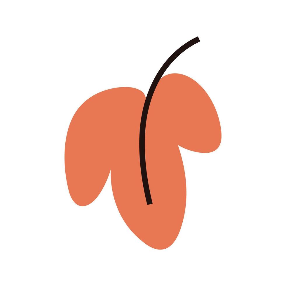 Stylized orange autumn falling leaf, simple illustration of natural foliage vector